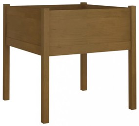 mézbarna tömör fenyőfa kerti virágtartó 70 x 70 x 70 cm