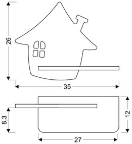 LED gyerekszoba falilámpa polccal HOUSE LED/4W/230V zöld/fa