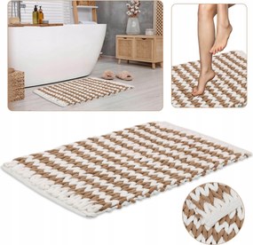 Barna-fehér Fonott Fürdőszobaszőnyeg/Fürdőszőnyeg 50x80 cm Nedvszívó Mikroszálas