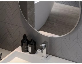 Mexen Loft, kerek fürdőszobai tükör 30 cm, keret színe szálcsiszolt acél, 9850-030-030-000-10