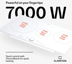 Klarstein Delicatessa 80, beépített indukciós főzőlap, 3 zóna, 6000 W, Paella zóna, üvegkerámia