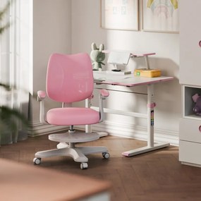 Ergonomikus gyerekszék lábtartó, gravitációs kerekek, rózsaszín