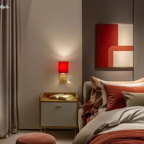 Brilagi - LED Fali lámpa NUBILA WOOD 1xE27/25W/230V + LED/3W tölgy/piros