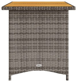 szürke polyrattan falapos kerti asztal 110x68x70 cm