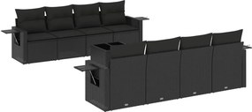 vidaXL 9 részes fekete polyrattan kerti ülőgarnitúra párnákkal