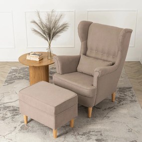 Fotel Wypoczynkowy EVAN 2 z Podnóżkiem Beżowy
