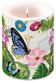 Pillangós, virágos átvilágítós gyertya, 12x10cm - Romantic Pure