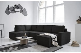 Antracitszürke kordbársony kinyitható sarokkanapé (bal oldali-U alakú) Brave Dave – Miuform