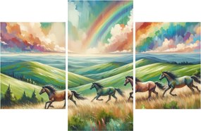Kép – Vágtázó lovak a tájban (90x60 cm)