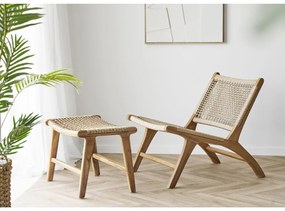Derby fotel polyrattanból, natúr teak fa lábakkal