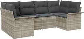 vidaXL Kerti Kanapé Szett párnával 6 pcs Világosszürke Poli rattan