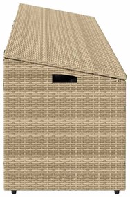 bézs polyrattan kerti tárolóláda 220x50x58 cm