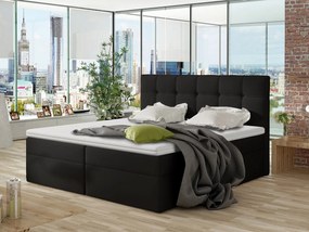 Franciaágy Boxspring Kennedy (140x200) (öko-bőr Soft 011 + fekete). 1059305