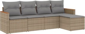 vidaXL 5 részes vegyes bézs polyrattan kerti ülőgarnitúra párnákkal