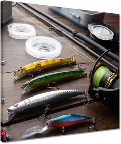 Vászonkép 40x40 Horgászbot horgok