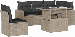 vidaXL 6 részes világosszürke polyrattan kerti ülőgarnitúra párnákkal