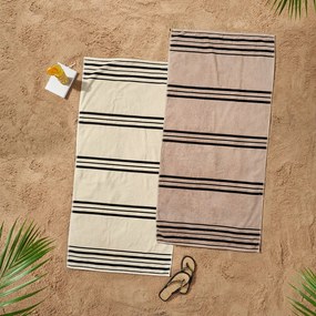 Bézs strandtörölköző 75x150 cm Banded Stripe – Catherine Lansfield