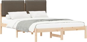 vidaXL Ágykeret Kárpitozott Fejtámlával Tópszínű 160 x 200 cm