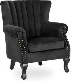 Chesterfield Fotel Fekete Bársony Kárpittal. MALLO