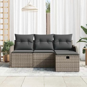 Kerti Kanapé Szett 4 pcs Szürke 176 x 117 x 85 cm Poli rattan