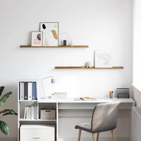 vidaXL Falpolc polcokkal tárolóval 2 pcs Barna 115 x 9 x 3 cm Faanyag