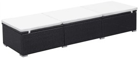 2 db fekete polyrattan napozóágy párnával