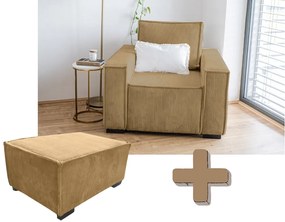 Kialakítás SMART SET fotel lábtartóval, mustárszínű