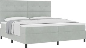 vidaXL Boxrugós ágy matracmal Világosszürke 200 x 200 cm szövet