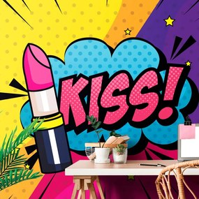 Öntapadó tapéta pop art rúzs- KISS!
