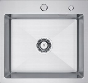 Süllyesztett mosogató acél inox 48x45 cm szifonnal és adagolóval