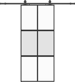 vidaXL fekete edzett üveg tolóajtó fémszerelék szettel 90x205 cm