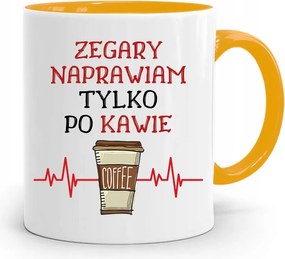 Sárga Bögre Órakészítőnek Csak Kávé Után, fényképes nyomattal