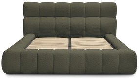 Zöld kárpitozott ágyneműtartós franciaágy ágyráccsal 160x200 cm Mont Blanc – Bobochic Paris