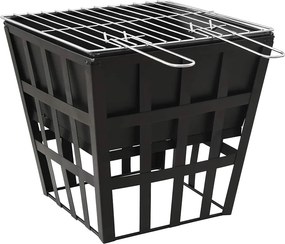 vidaXL 2 az 1-ben acél tűzrakó és grillező 34 x 34 x 48 cm