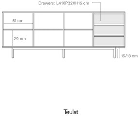 Szürke alacsony komód 211x80 cm Sierra – Teulat
