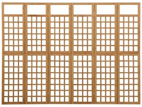 6 paneles tömör fenyőfa térelválasztó/lugasrács 242,5 x 180 cm