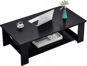 Dohányzóasztal Modern Pad Polccal Nappali Nagy 100 CM Loft Fekete