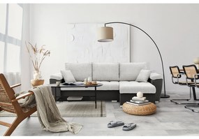 Vegas 250/160 sarokkanapé, fonott + műbőr, jobboldali, szürke - fekete