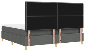 Boxspring Ágy Mattal és LED Delux Szürke 200x200 cm Szövet