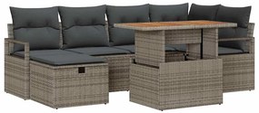vidaXL Kerti Kanapé Szett 7 pcs Szürke polirattan