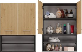 Pola mini DK felső fürdőszoba szekrény, antracit-tölgy