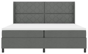Boksz Rugóágy Matraccal és LED-del Sötétszürke színben, 200x200 cm Kárpit