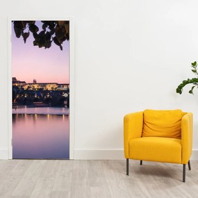 Fotótapéta ajtóra - Prágai vár és a Moldva folyó (95x205cm)