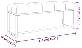 szürke bársony pad 110 x 36 x 45 cm