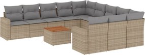 vidaXL 12 részes vegyes bézs polyrattan kerti ülőgarnitúra párnákkal