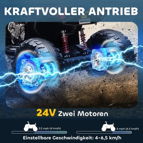 AIYAPLAY Elektromos gyermek quad, 24 V-os elektromos jármű 4 kerékkel, fényszórókkal, USB porttal, MP3, kék