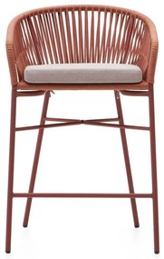 Yanet kerti bárszék terrakotta színű húrozással, magasság 85 cm - Kave Home
