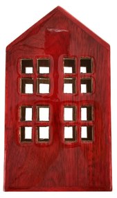 InDecor Mangófából készült házikó, piros, 13 x 8,5x 22 cm