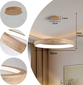 Brilagi -LED csillár kábelen FALCON WOOD LED/60W/230V 3000/4000/6000K 80 cm fa kivitel