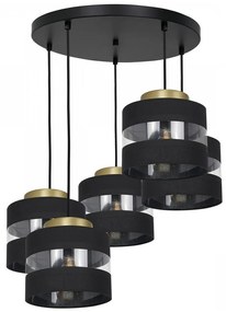 Csillár zsinóron HAVARD 5xE27/60W/230V fekete/sárgaréz kerek